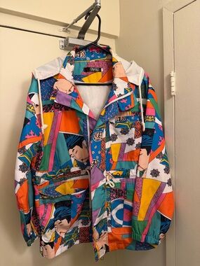 Snazzy Multicolor Graphic Windbreaker Jacket